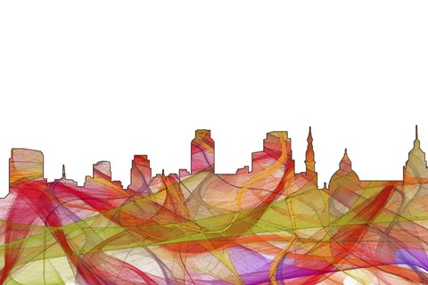 Framed Sacramento California Skyline Summer Swirl Print