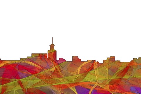 Framed Santa Fe New Mexico Skyline - Summer Swirl Print