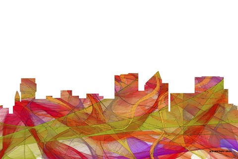 Framed Wichita Kansas  Skyline  Summer-Swirl Print