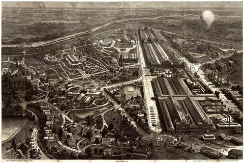 Framed Birdseye Map Of The Centennial Exhibition At Philadelphia In 1876 Print