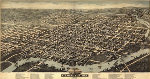 Framed Map Of Wilmington Delaware 1874 Print