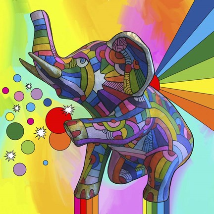 Framed Elephant Sculpture Print