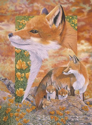 Framed Foxes Print