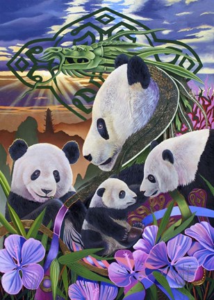 Framed Panda Play Print