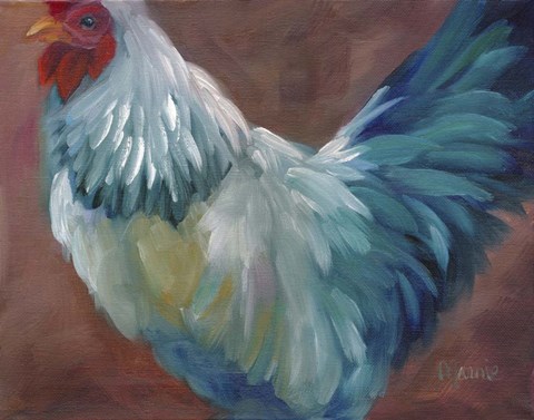 Framed Blue Rooster Print
