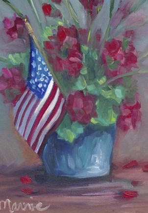 Framed Patriotic Flowers Print