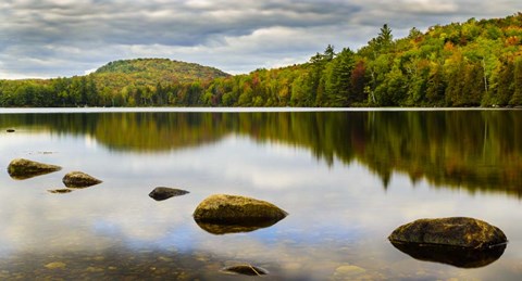 Framed Fall Reflection On Ricker Pond Print