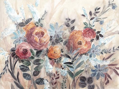 Framed White Line Floral Print