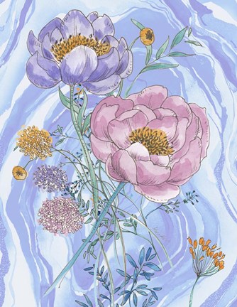 Framed Black Line And Watercolor 2 Print