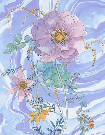 Framed Black Line And Watercolor 4 Print