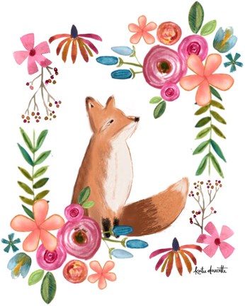 Framed Floral Fox Print