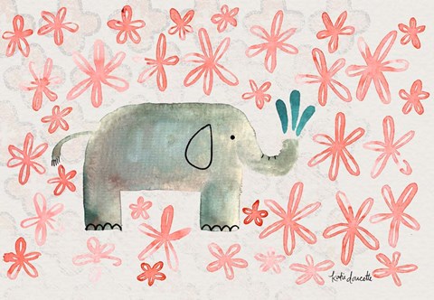 Framed Floral Elephant Print