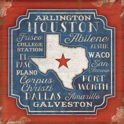 Framed Godbless Texas Print