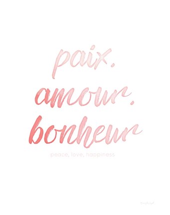 Framed Paix Amour Bonheur Print
