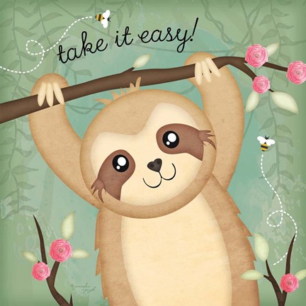 Framed Take It Easy Sloth Print
