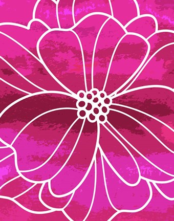 Framed Flower Outline I Print