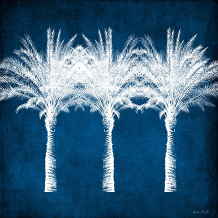 Framed Indigo and White Palm Trees Print
