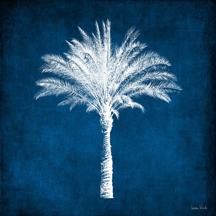 Framed Single Indigo and White Palm Tree Print