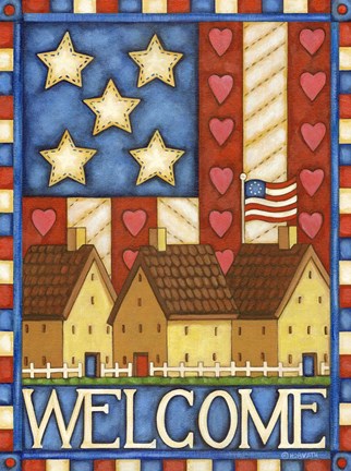 Framed American Welcome Cottage Print