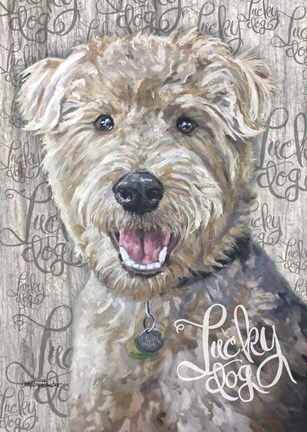 Framed Lucky Dog Welsh Terrier Print