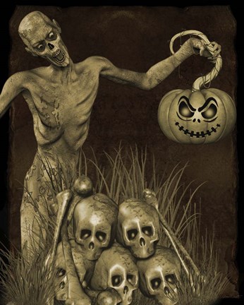 Framed Halloween Graveyard - B Print