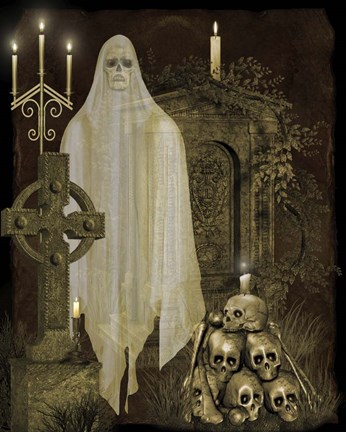 Framed Halloween Graveyard - F Print