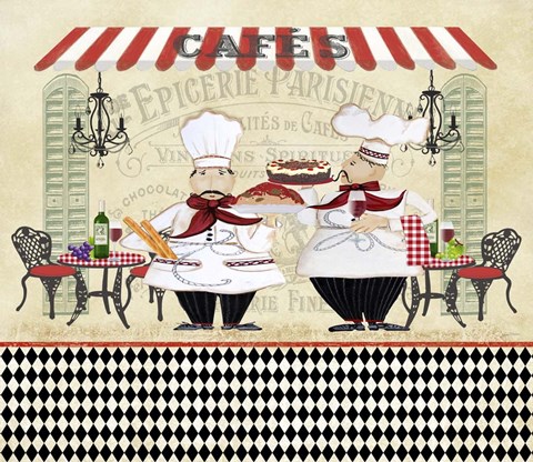 Framed French Cafe Chefs - A Print