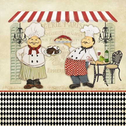 Framed French Cafe Chefs - B Print