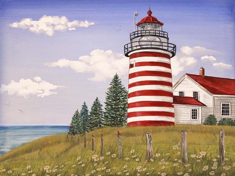 Framed Summer Lighthouse A Print