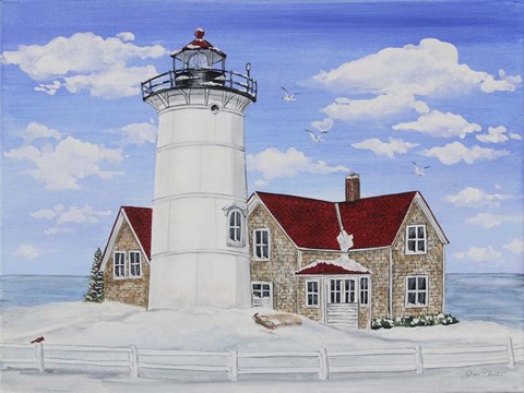 Framed Winter Lighthouse B Print