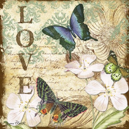 Framed Inspirational Butterflies - Love Print