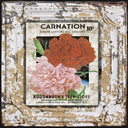 Framed Tin Tile - Carnation Print