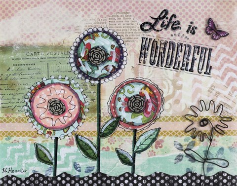 Framed Life is Wonderful Flowers Print