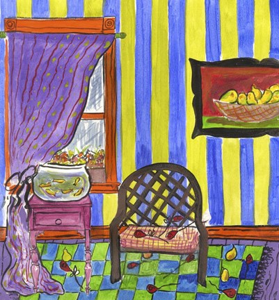 Framed Chair and Roses Print