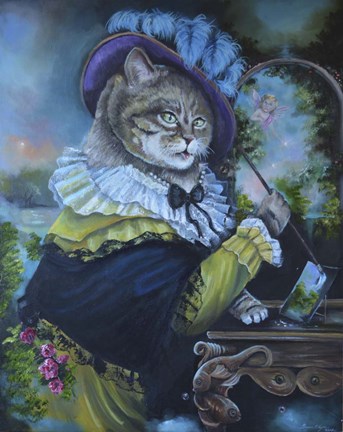 Framed Fancy a Cat Painting Print