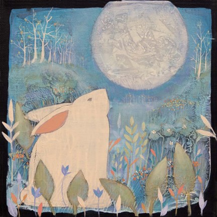 Framed Rabbit and Moon Print