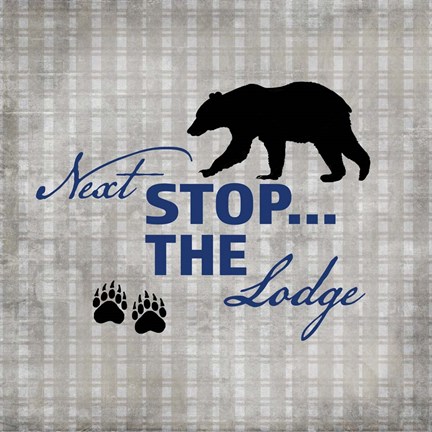 Framed Blue Bear Lodge Sign 2 Print