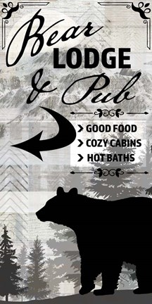 Framed Blue Bear Lodge Sign 19 Print