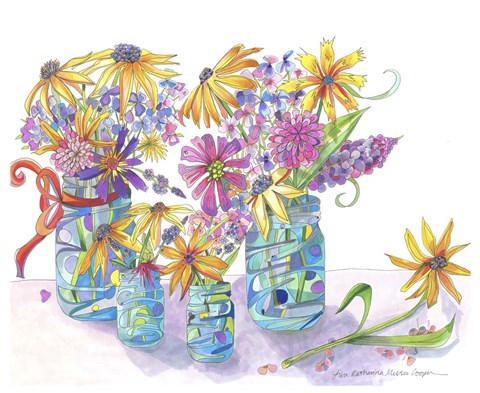 Framed Black Eyed Susans For Jean Print