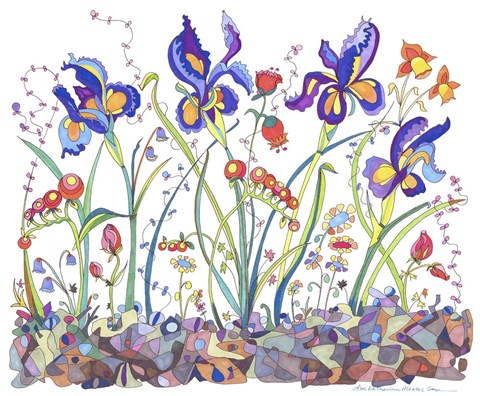 Framed Cooper-Whimsical Flowers Print