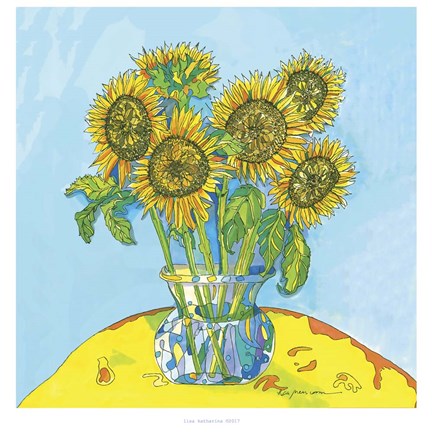 Framed Sunflowers For Matisse Print