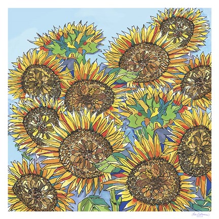Framed Sunflowers Upclose Print