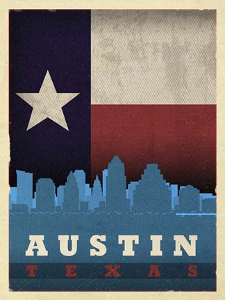 Framed Austin Flag Print