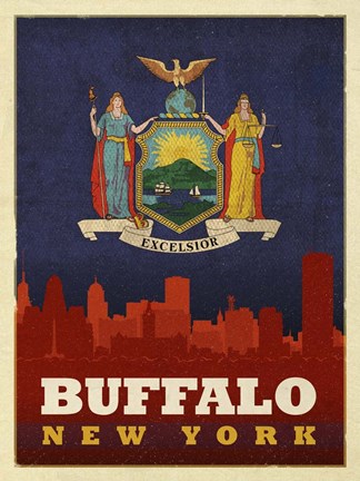 Framed Buffalo Flag Print