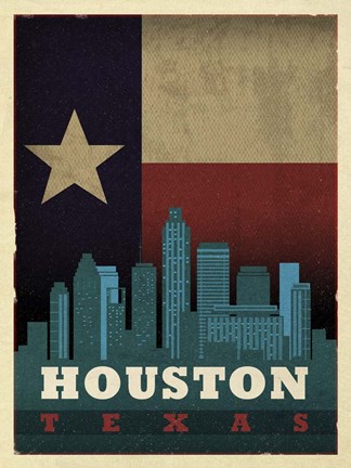 Framed Houston Flag Print