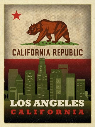 Framed LA flag Print