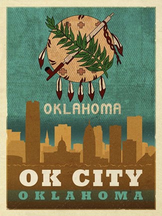Framed OK City flag Print