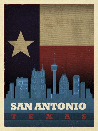 Framed San Antonio Flag Print