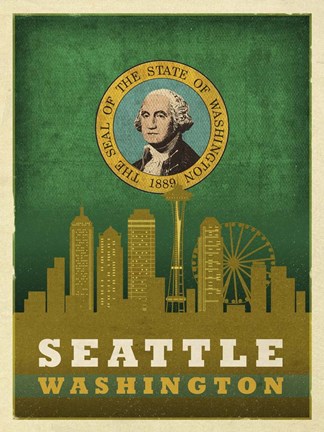 Framed Seattle Flag Print