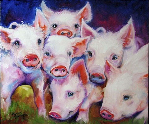 Framed Half Dozen Piglets Print